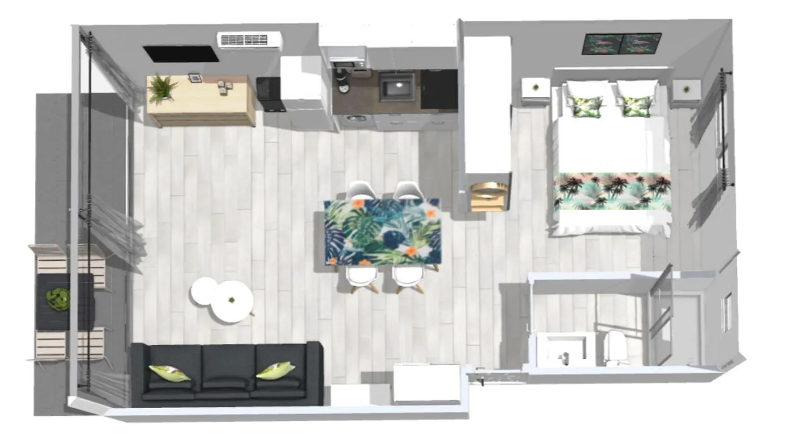 Roses Apartments Tropical Loft Vista Mar Lateral